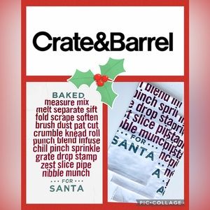 CRATE & BARREL Holiday Dish Towel Set of 3 Baked for Santa (246-336) 20x30” NEW